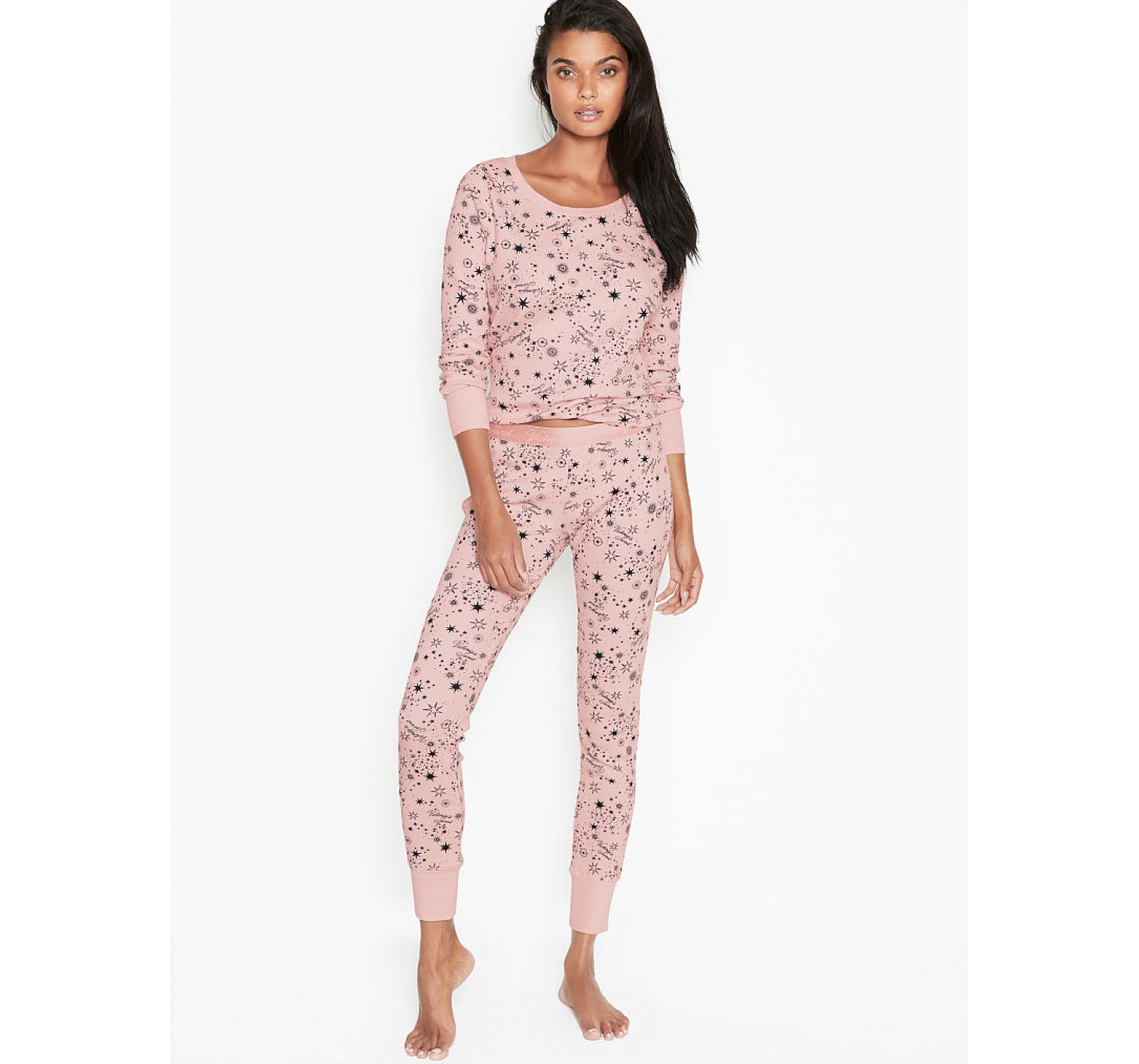 Пижама Victoria’s Secret Thermal Long PJ Set Pink Starry Sky