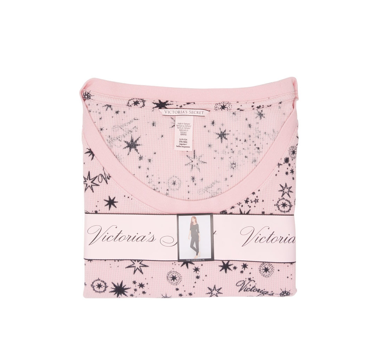 Пижама Victoria’s Secret Thermal Long PJ Set Pink Starry Sky