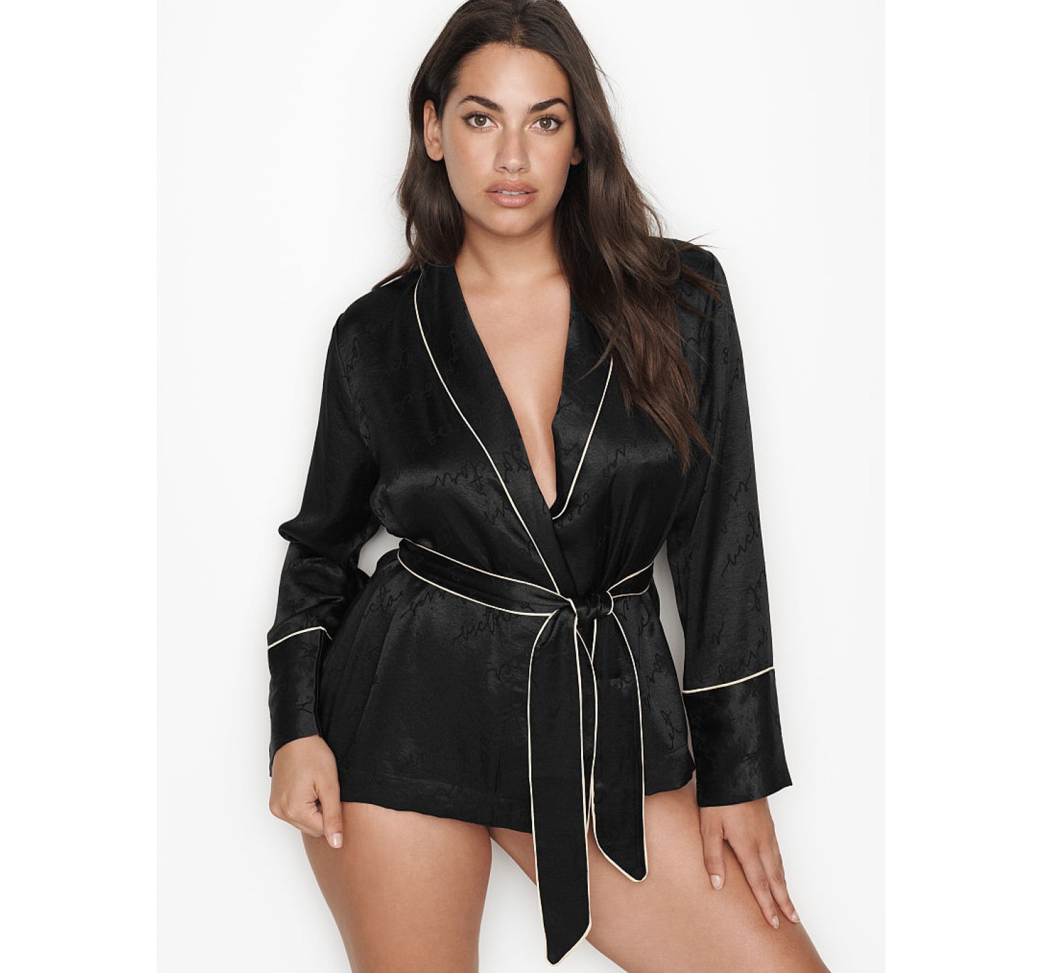  Пижама Victoria’s Secret The Satin Black logo PJ Set