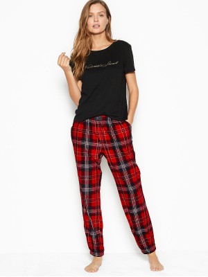 Пижама Victoria’s Secret Cotton & Flannel Long Lounge PJ Set Big Red Plaid