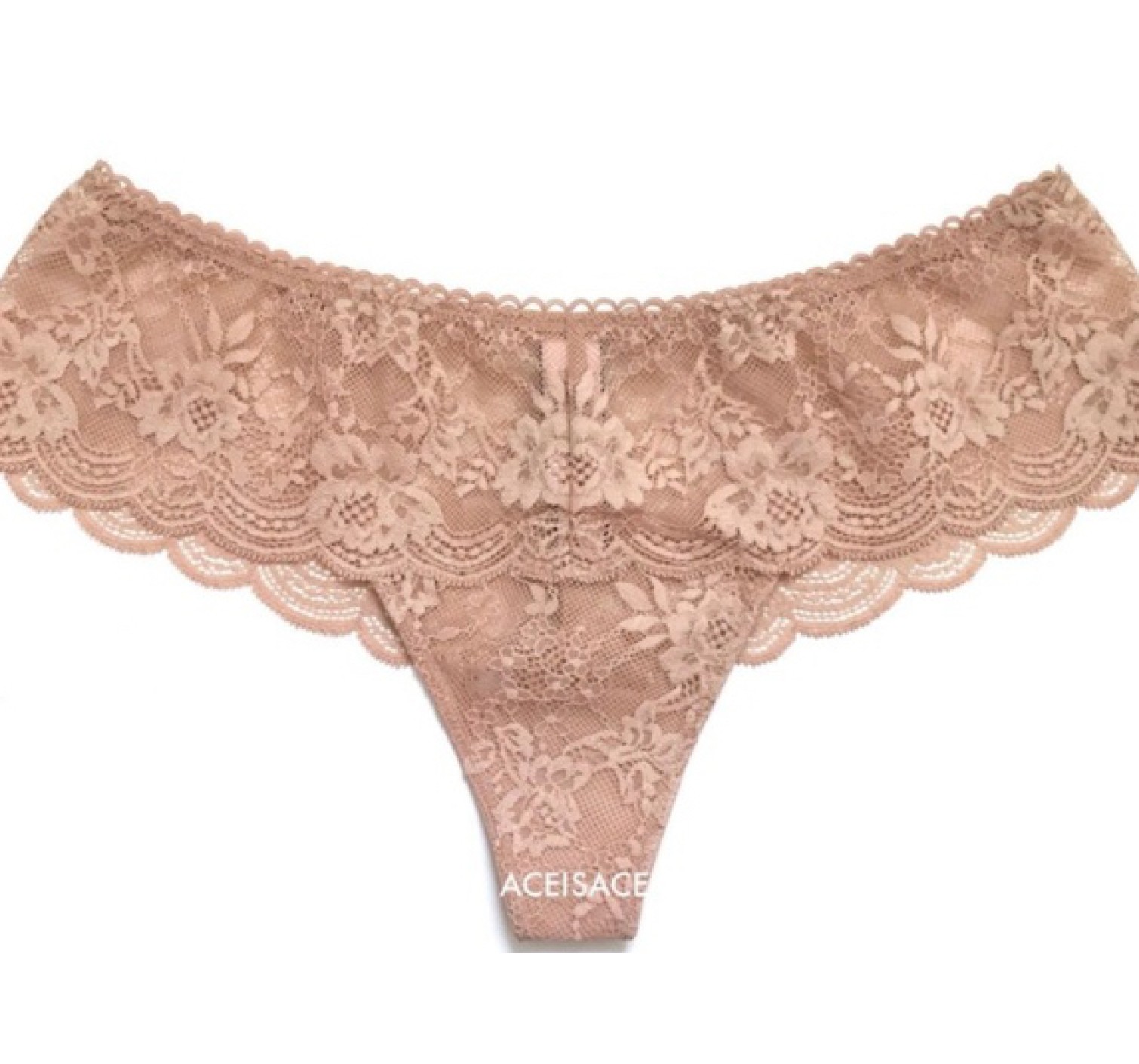 Трусики Victoria's Secret Dream Angels Wide Side Lace Thong panty Beige