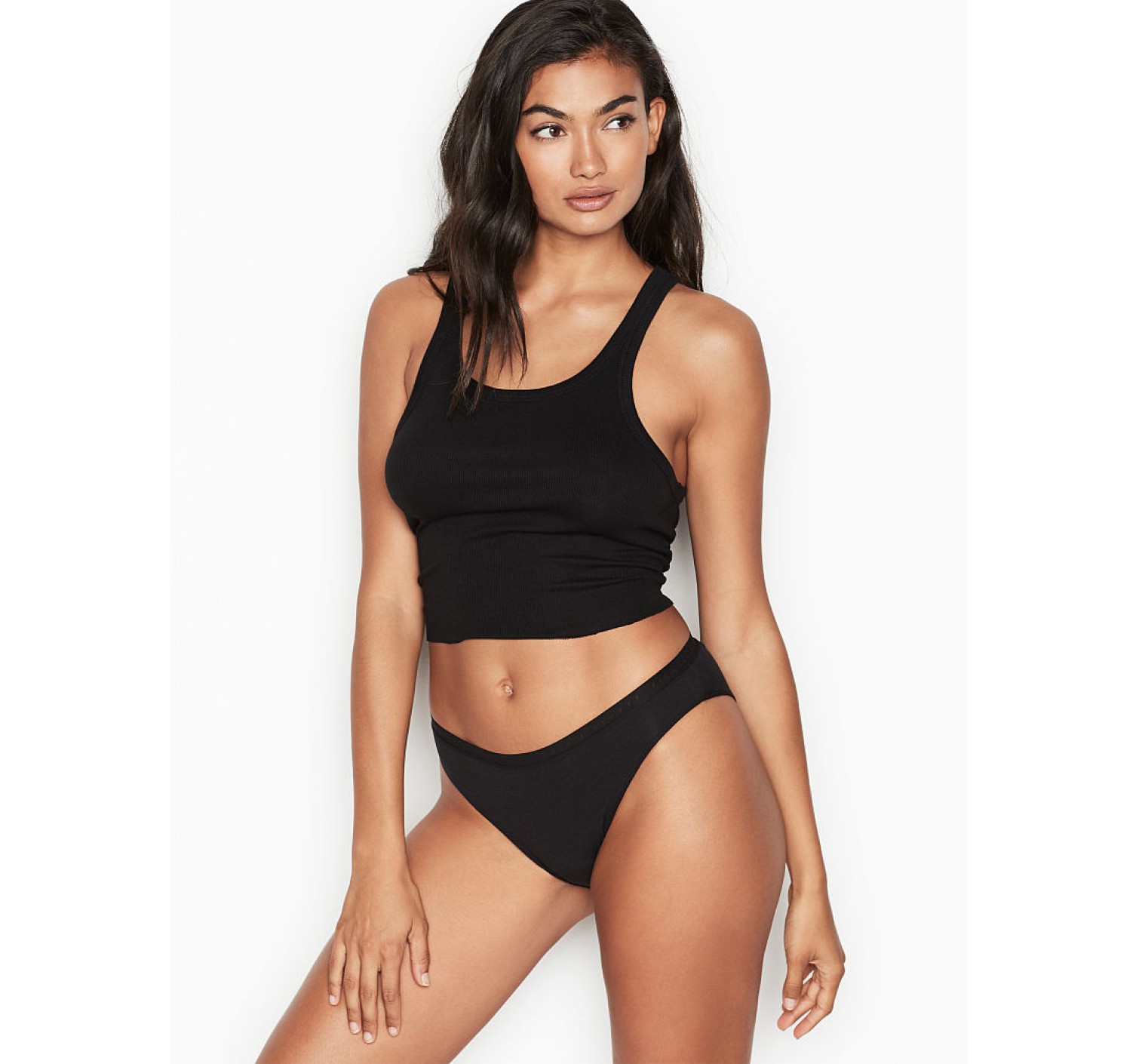 Трусики Victoria's Secret Black logo Cotton High-waist cheeky panty