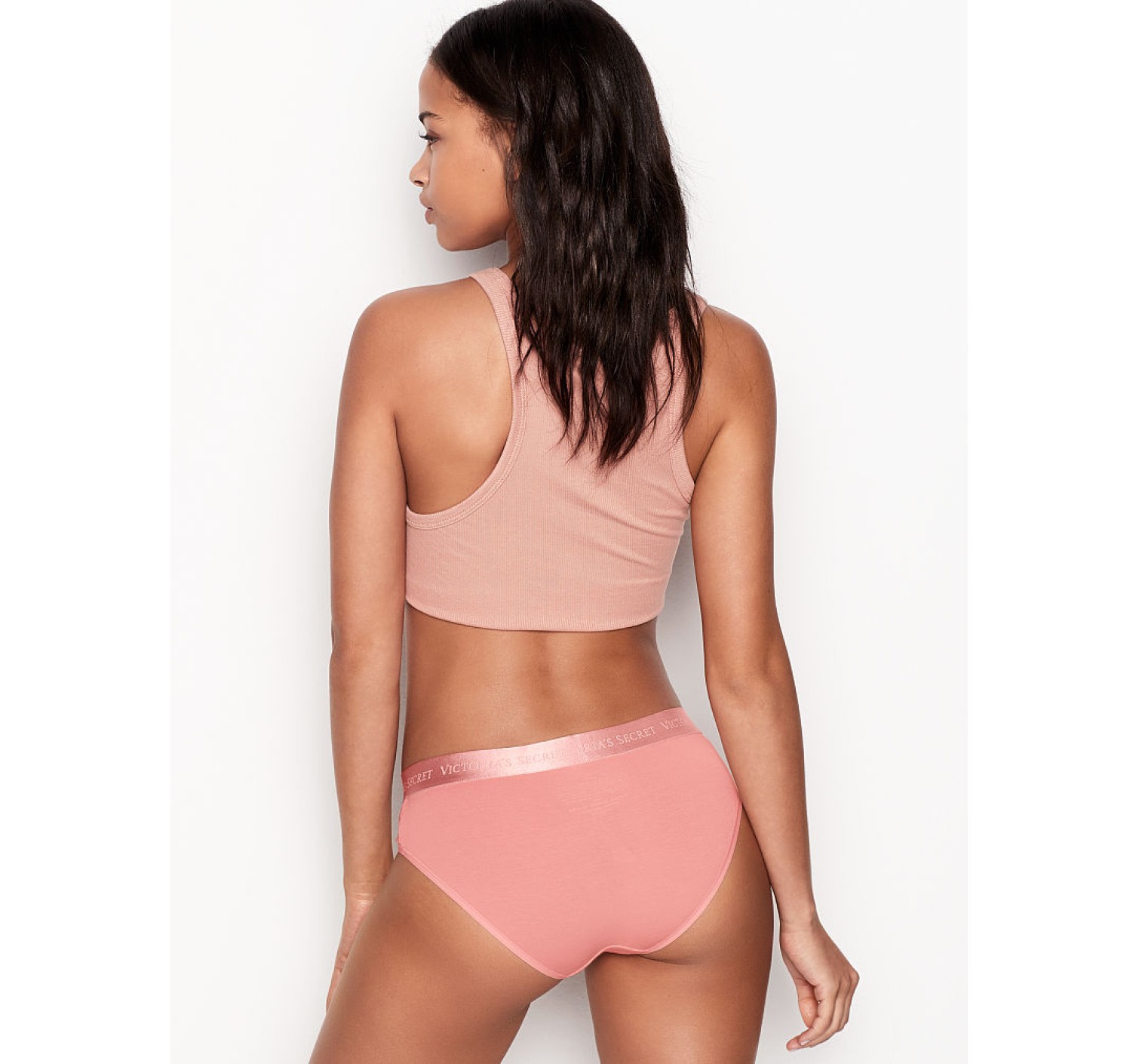 Трусики чики Victoria's Secret Coral logo Cotton Cheeky panty 