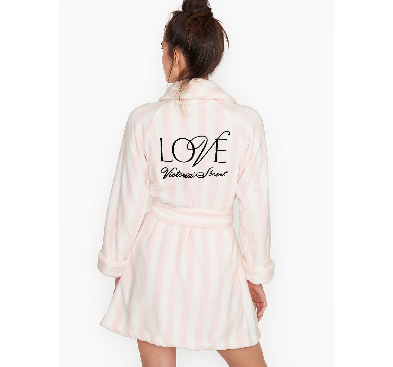 Халат Victoria’s Secret Logo Short Cozy Robe Pink Stripe