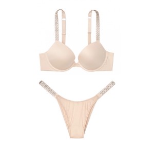 Комплект белья Victoria’s Secret Very Sexy Jeweled Shine Strap Champagne