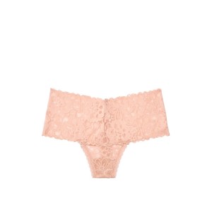 Трусики Victoria's Secret High-rise Thong panty Beige Floral Lace