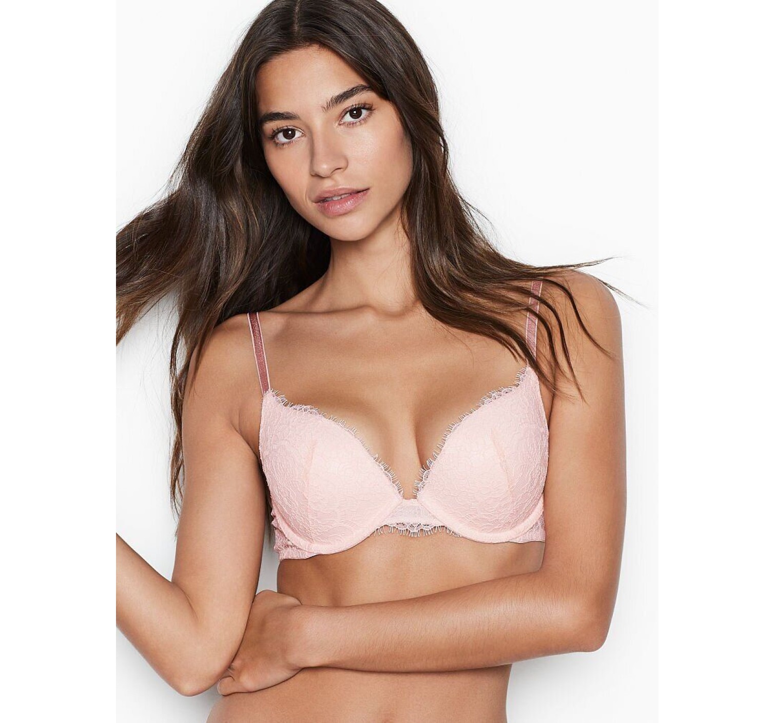 Бюстгальтер Victoria’s Secret Dream Angels Push-up Bra Apricot Lace 