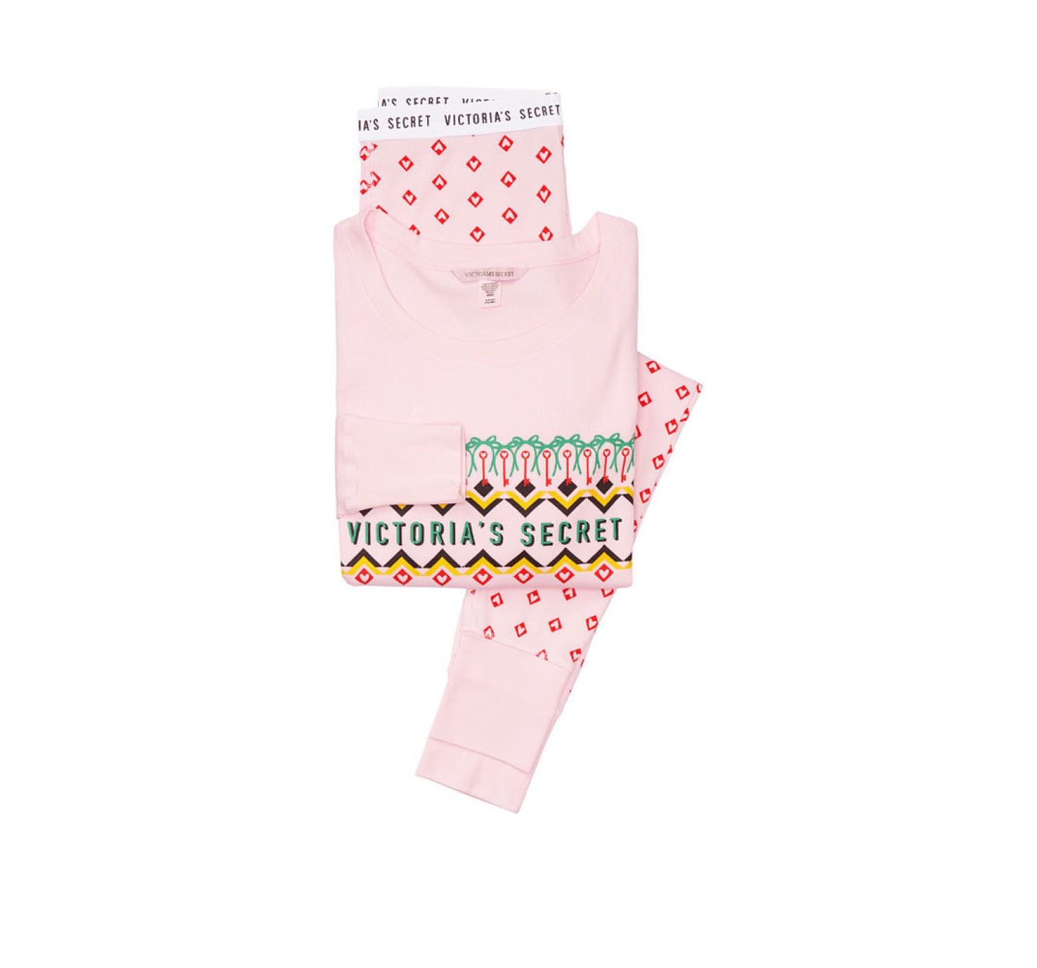 Пижама Victoria’s Secret Long Thermal PJ Set print Rose Hearts
