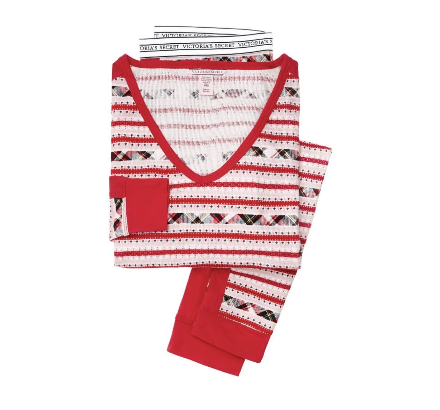 Пижама Victoria’s Secret Thermal Long PJ Set Red print