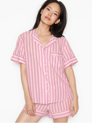 Пижама Victoria’s Secret Pink Stripes Cotton Short PJ Set