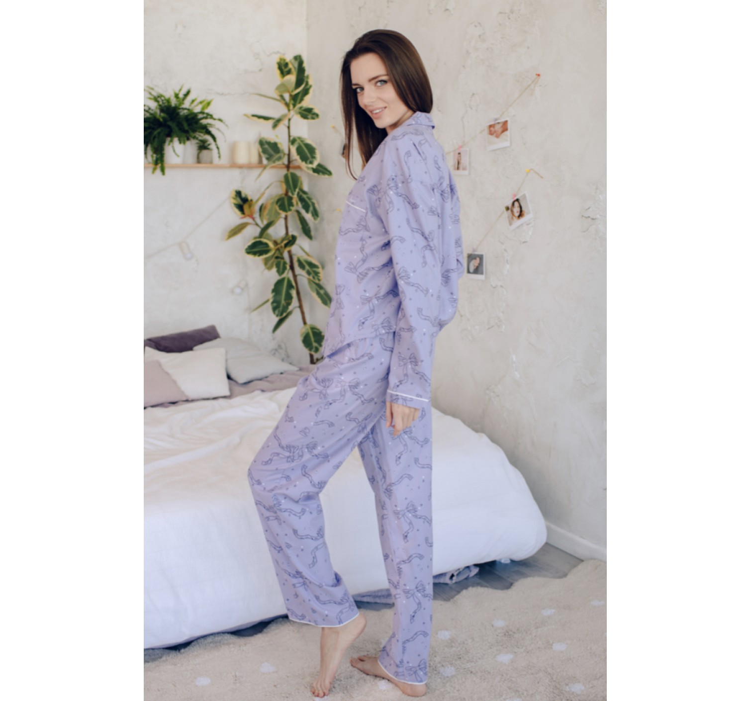 Фланелева піжама Victoria's Secret Flannel Long PJ Set з бантиками