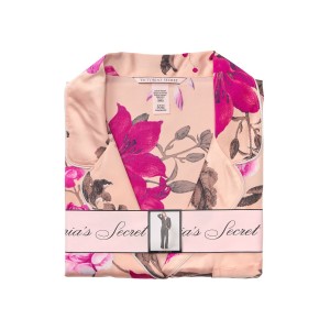 Пижама Victoria’s Secret Satin Long PJ Set Pink Peonies