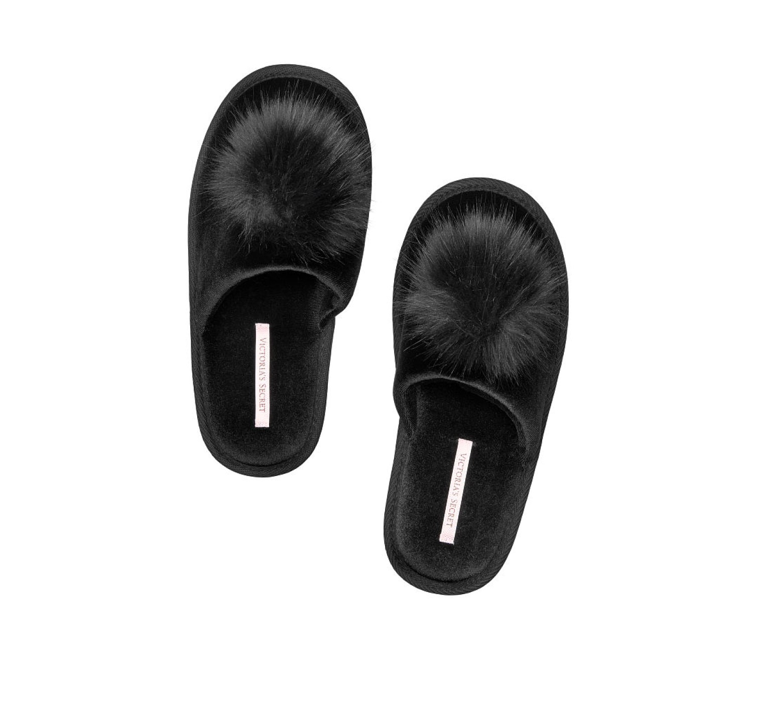 Домашние тапочки Victoria’s Secret Slipper​​​​​​​s Black Pom-Pom