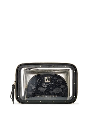 3 в 1 косметичка Victoria's Secret Beauty Bag Trio Black Lily Lace