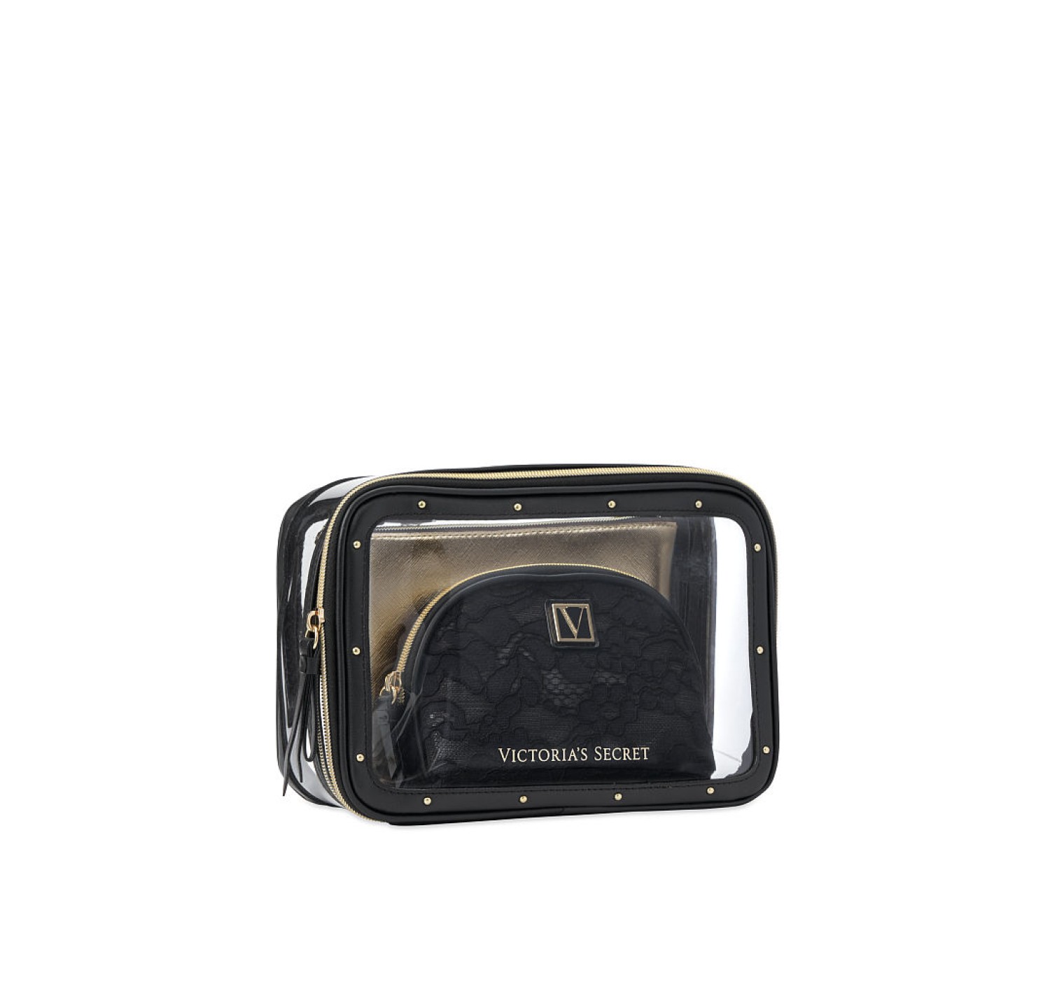 3 в 1 косметичка Victoria's Secret Beauty Bag Trio Black Lily Lace