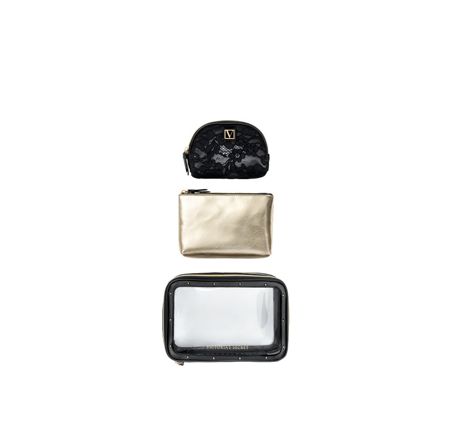 3 в 1 косметичка Victoria's Secret Beauty Bag Trio Black Lily Lace