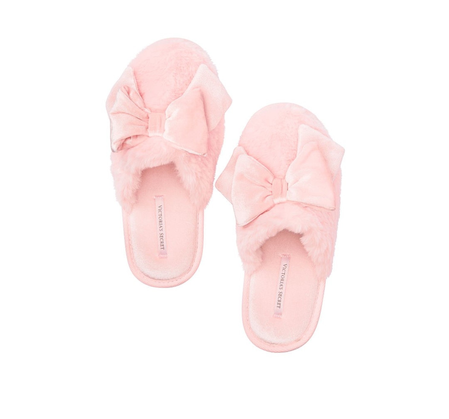 Домашние тапочки Victoria’s Secret Velvet Bow Slippers розовые с бантиком