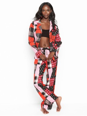 Пижама Victoria’s Secret Red Patchwork Flannel Long PJ Set