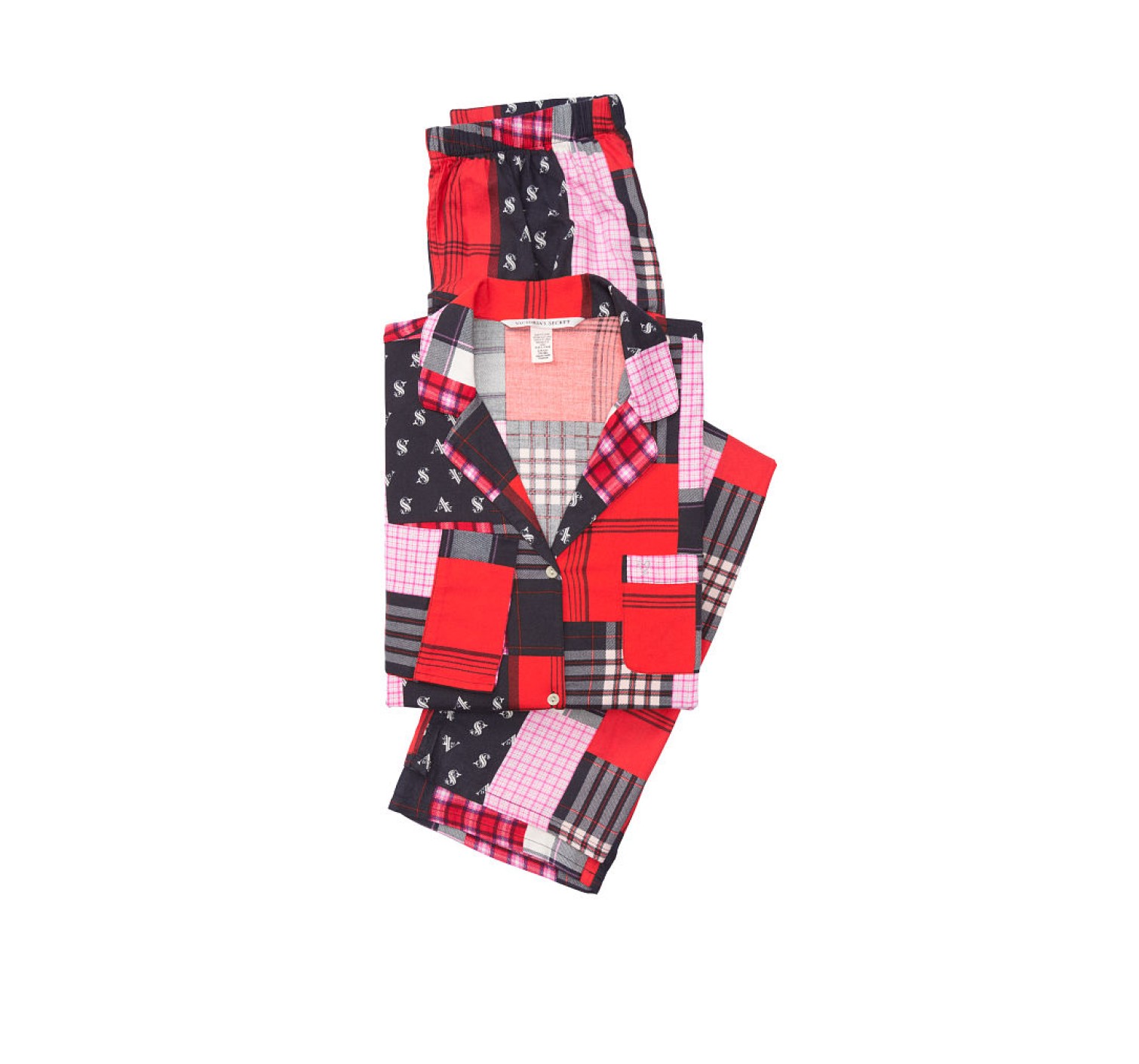 Пижама Victoria’s Secret Red Patchwork Flannel Long PJ Set