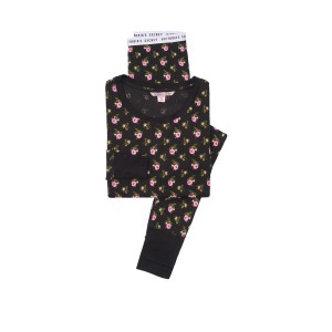 Пижама Victoria’s Secret Thermal Long PJ Set Black Floral print