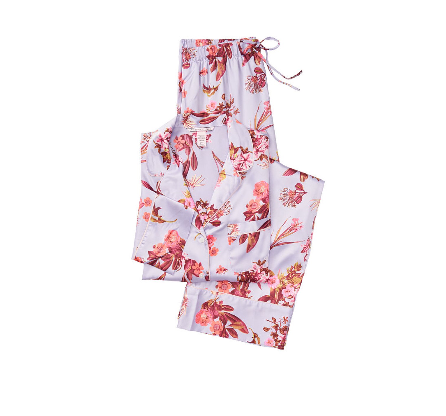 Сатинова піжама Victoria's Secret Satin Long PJ Set Feather Blue Field Blossoms
