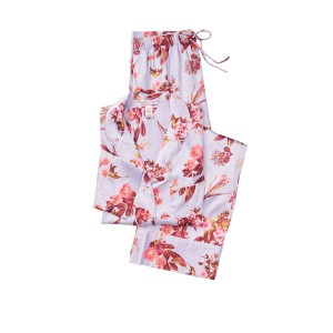 Сатинова піжама Victoria's Secret Satin Long PJ Set Feather Blue Field Blossoms