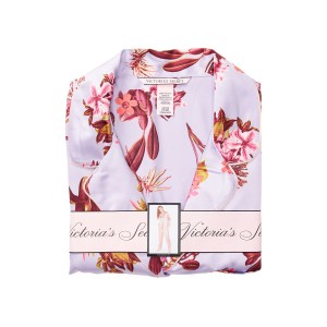 Сатинова піжама Victoria's Secret Satin Long PJ Set Feather Blue Field Blossoms