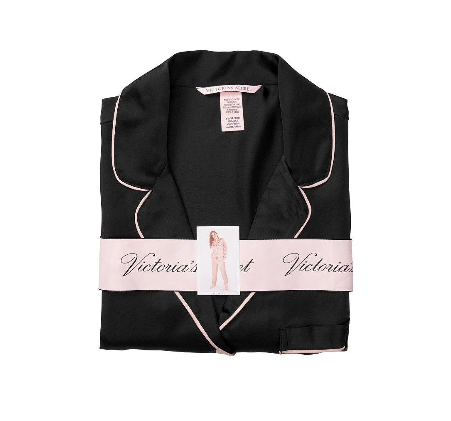Сатинова піжама Victoria's Secret Black Satin Long PJ Set