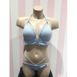 Купальник раздельный Victoria’s Secret PINK Strappy V-wire Plunge Sky Blue