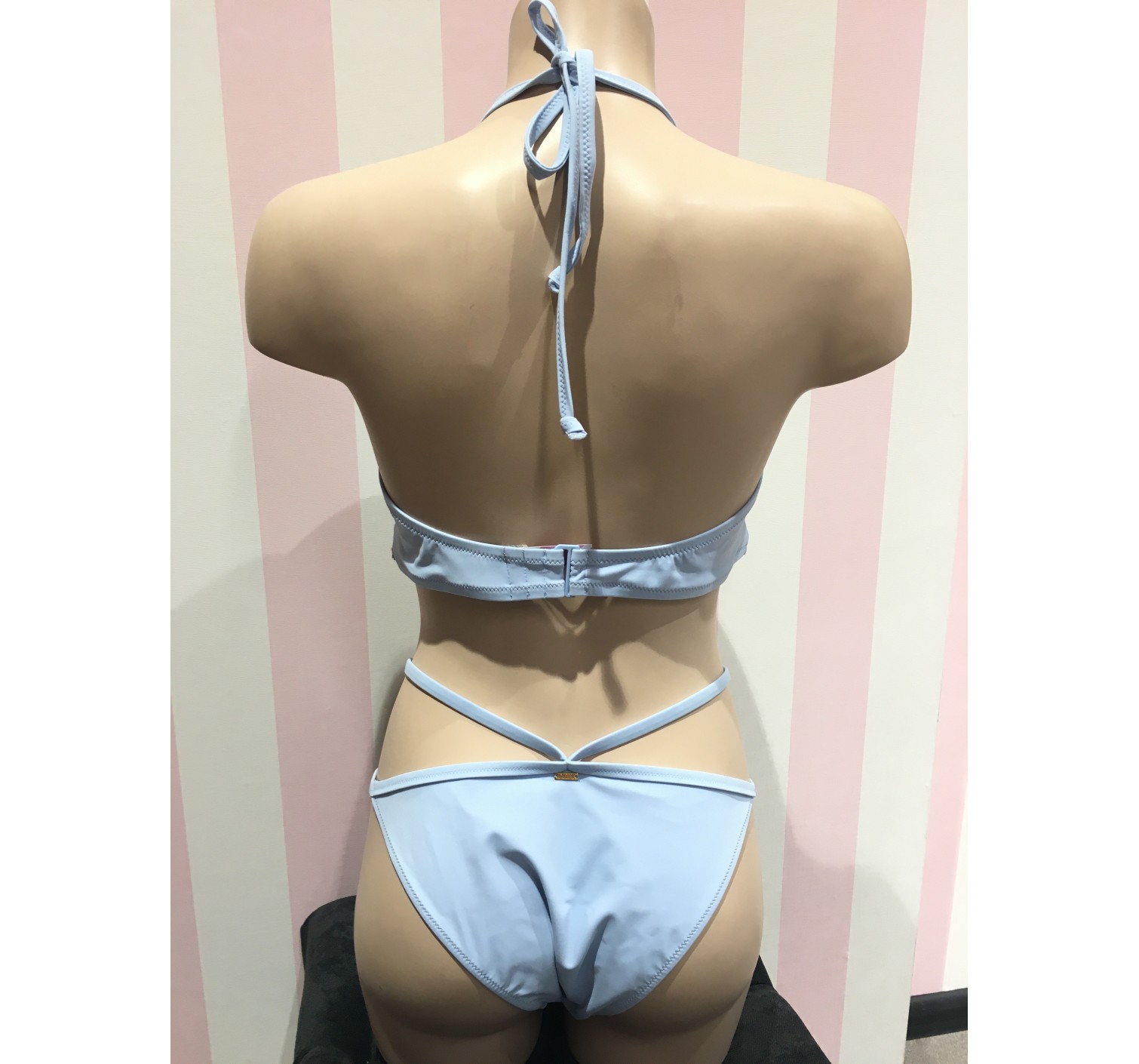 Купальник раздельный Victoria’s Secret PINK Strappy V-wire Plunge Sky Blue