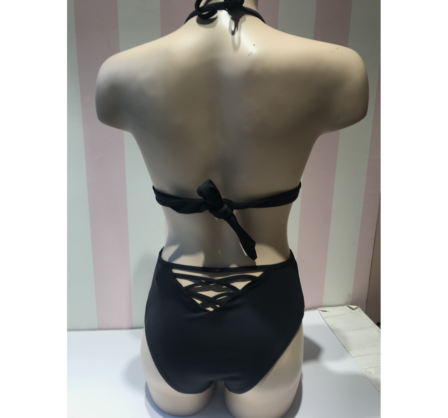Купальник роздільний Victoria's Secret Triangle Black з високими плавками