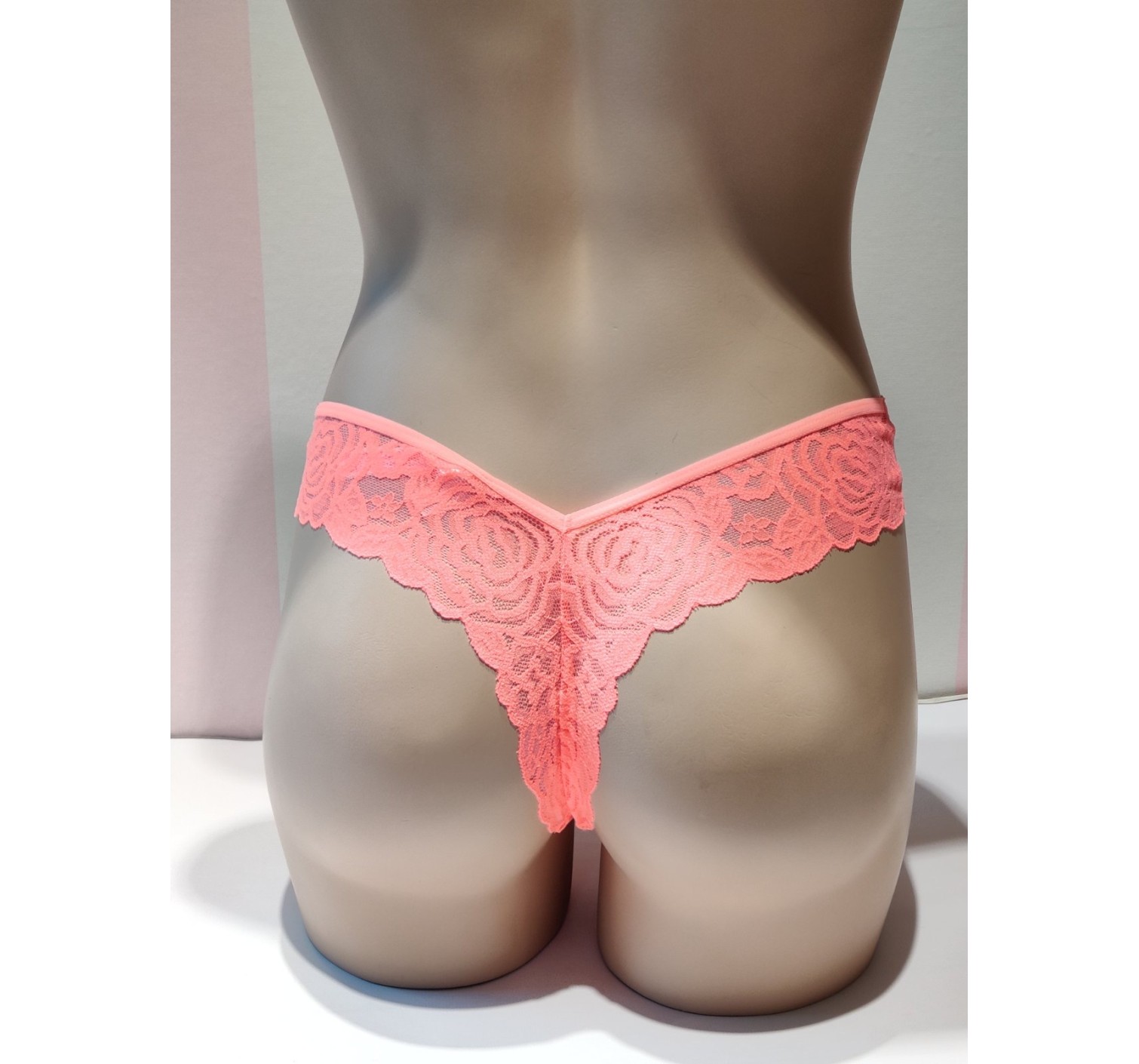 Трусики бесшовные Victoria’s Secret PINK Coral Lace No Show Thong panty