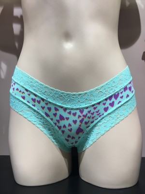Трусики чіки Victoria's Secret Heart print Mint Lace Cheeky panty