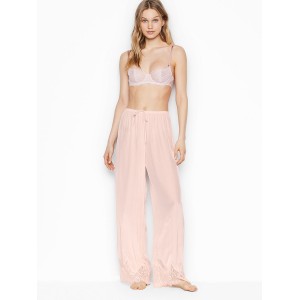 Піжама Victoria's Secret Satin Lace Long PJ Set Light pink