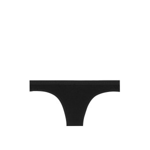 Трусики Victoria’s Secret black cotton Thong panty logo VS