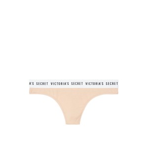 Трусики Victoria's Secret Cotton Thong nude VS logo panty
