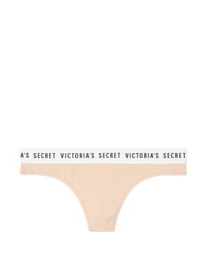 Трусики Victoria's Secret Cotton Thong nude VS logo panty