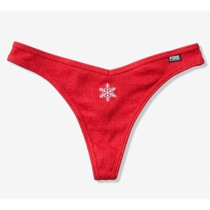 Трусики Victoria's Secret Cotton Thong red panty