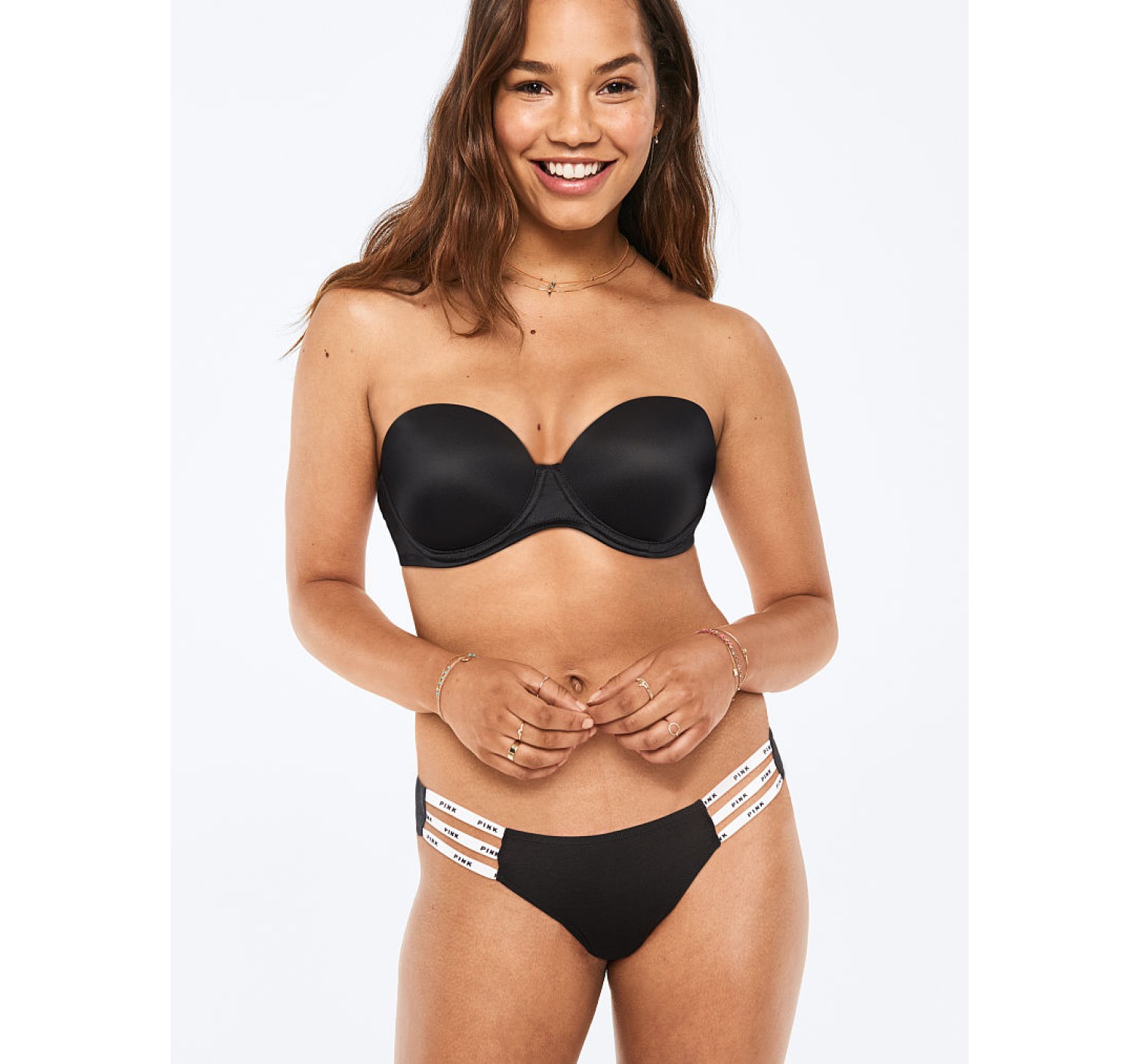 Трусики Victoria's Secret PINK mini logo strappy cheekster
