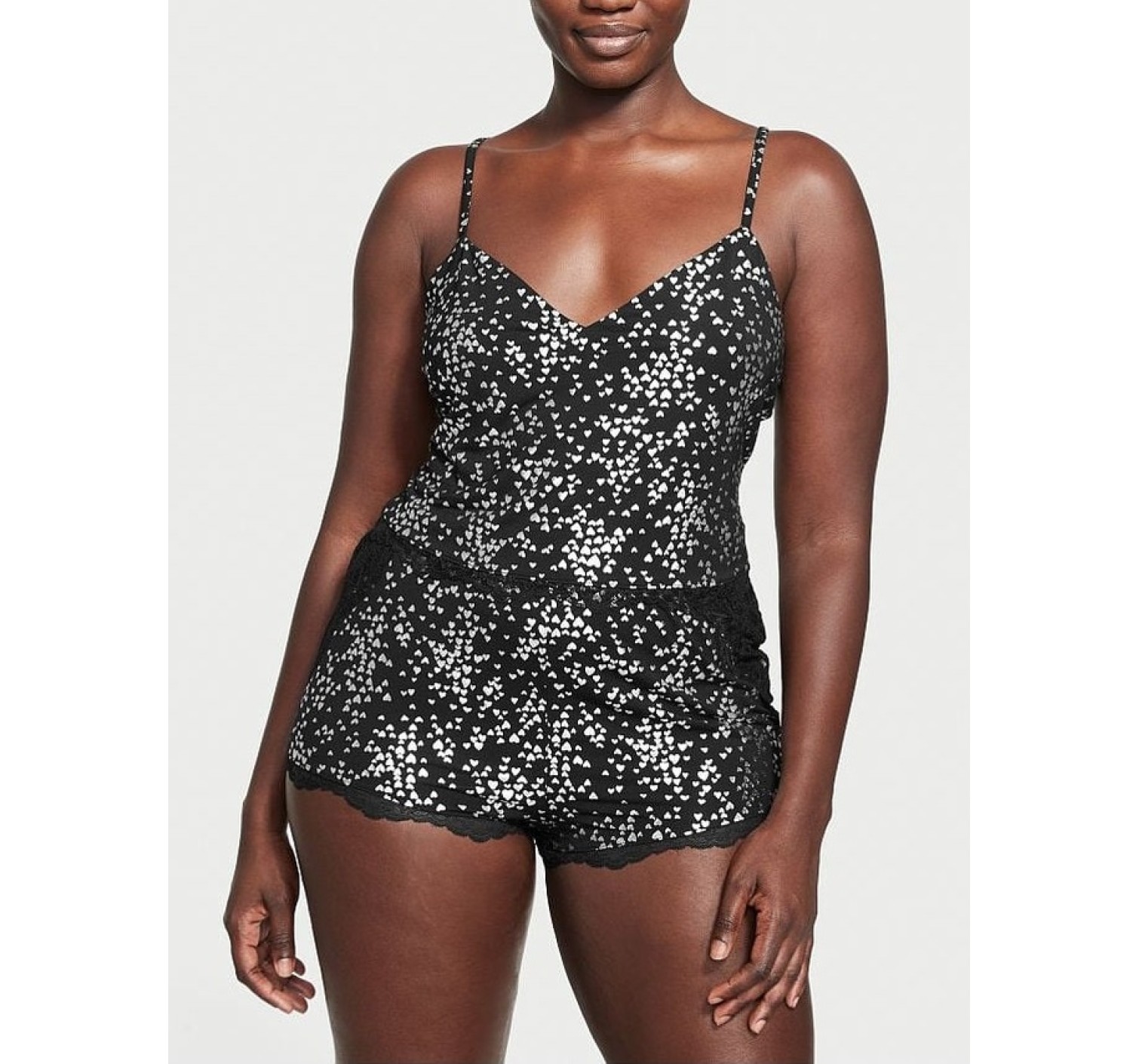 Пижама Modal Lace Back Cami Set mini heart print