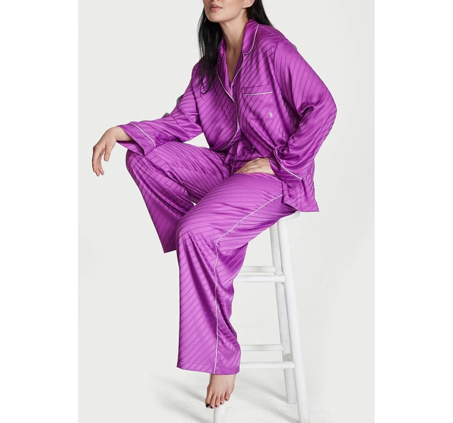 Піжама The Satin Long Pajama Set Victoria's Secret Electronic Violet