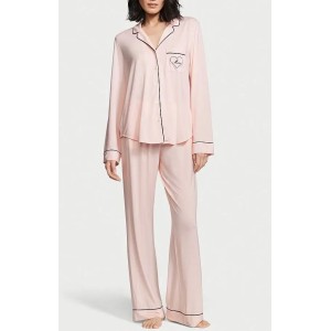 Пижама розовая Victoria’s Secret Modal Long Pj Set Angel Pink Logo Mom