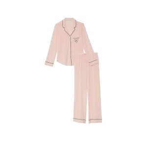 Пижама розовая Victoria’s Secret Modal Long Pj Set Angel Pink Logo Mom
