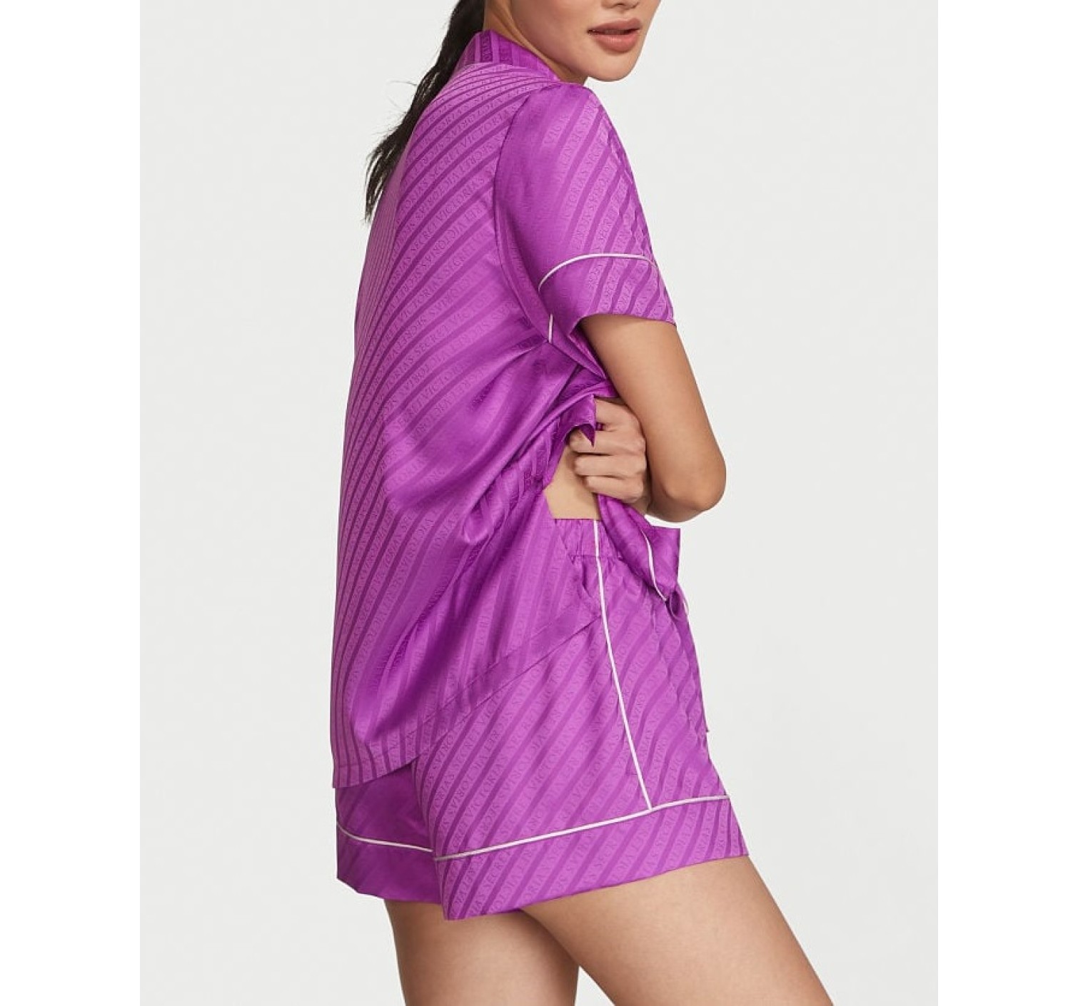 Піжама The Satin Short Pajama Set Electric Violet