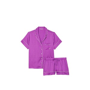 Піжама The Satin Short Pajama Set Electric Violet
