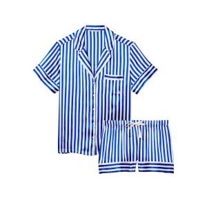Піжама The Satin Short Pajama Set Blue Iconic Stripe
