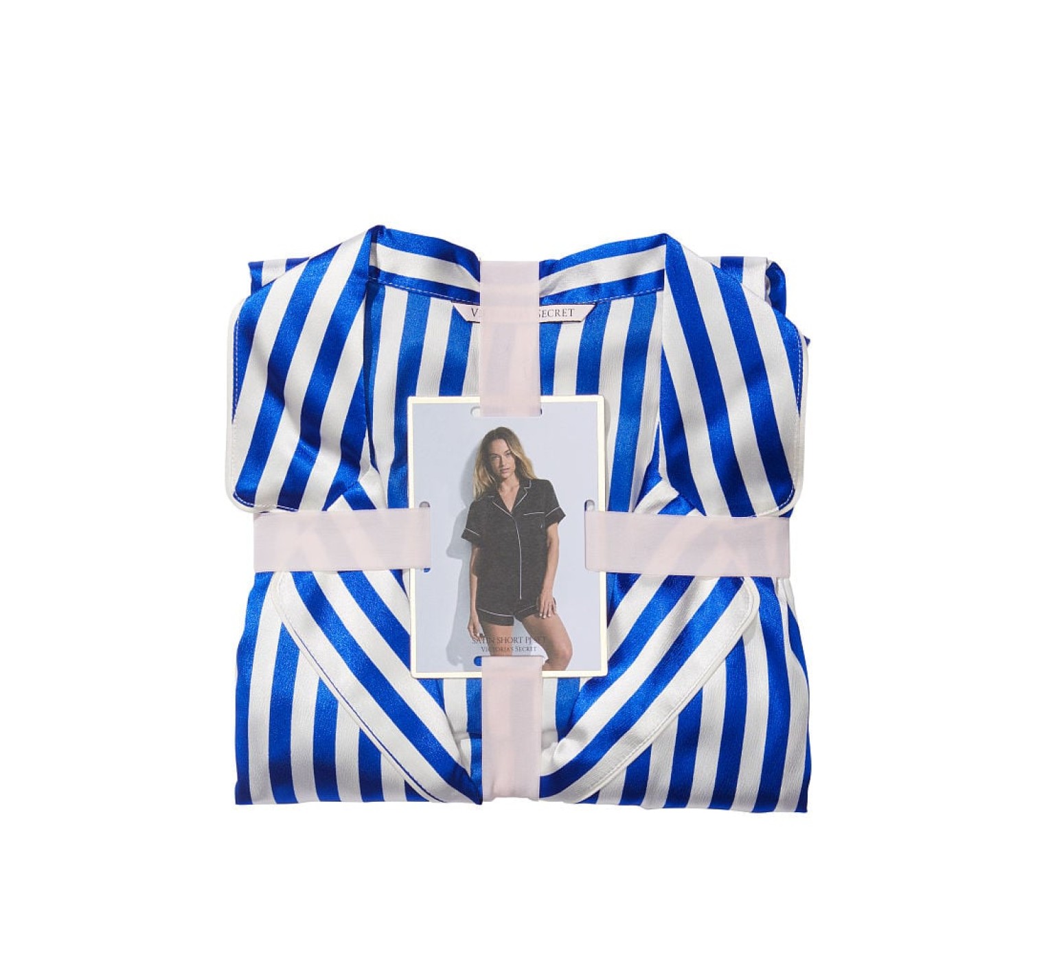 Піжама The Satin Short Pajama Set Blue Iconic Stripe