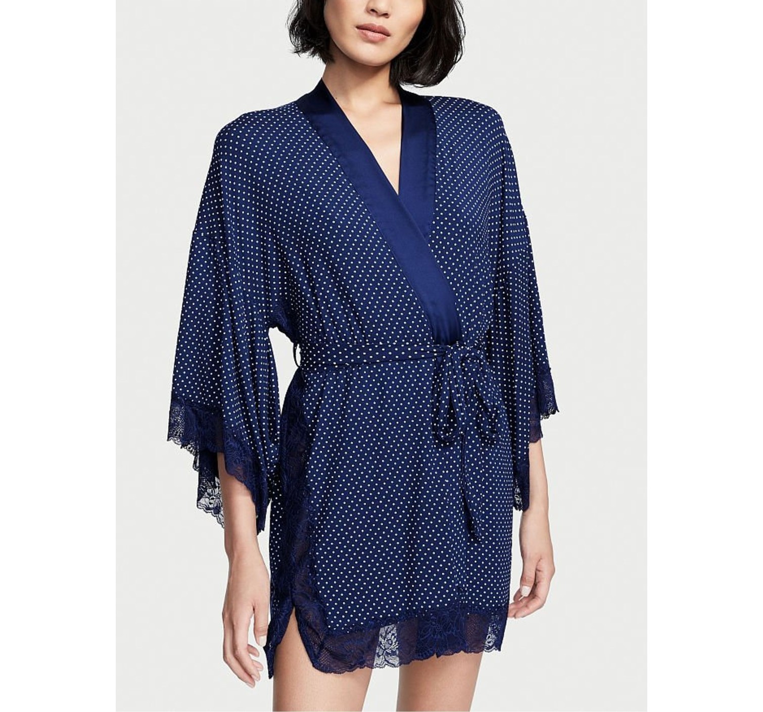 Халат Modal Lace-Trim Robe Blue dot