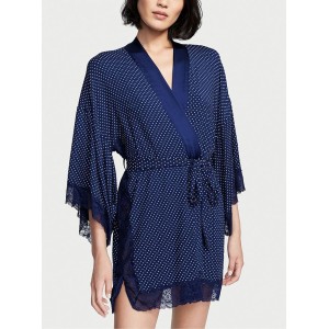 Халат Modal Lace-Trim Robe Blue dot