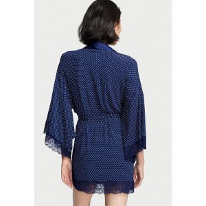 Халат Modal Lace-Trim Robe Blue dot